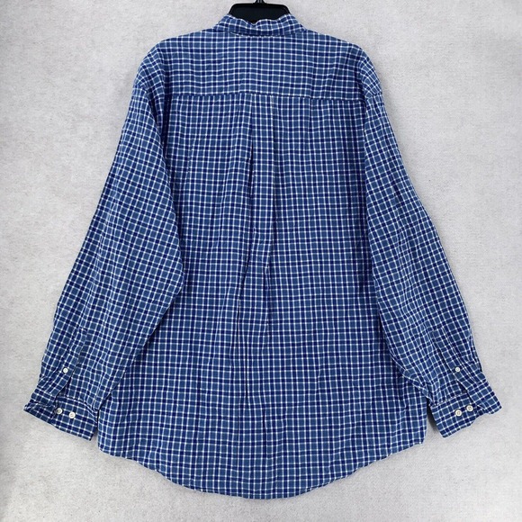 Eddie Bauer Long Sleeve‎ Button Blue White Plaid Checkered Shirt Mens Lg - Picture 2 of 7